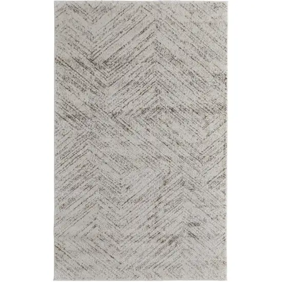 Ivory and Brown Geometric Power Loom Area Rug Photo 5