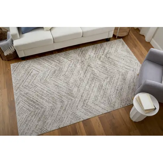 Ivory and Brown Geometric Power Loom Area Rug Photo 9