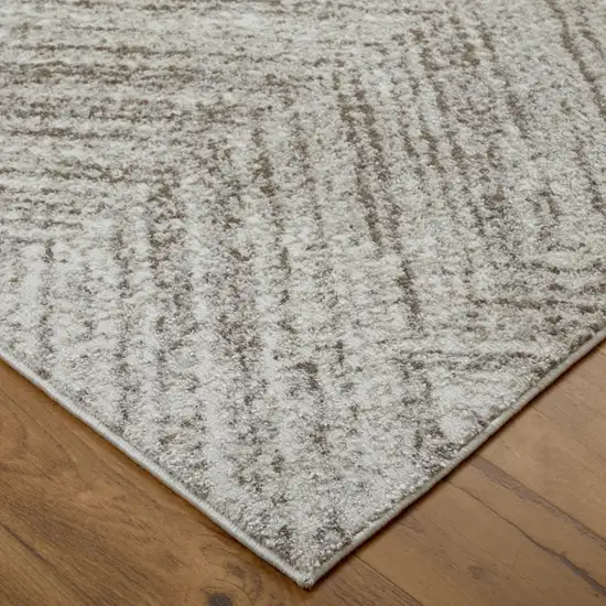 Ivory and Brown Geometric Power Loom Area Rug Photo 7