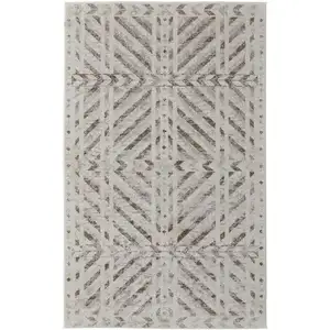 Photo of Ivory and Brown Geometric Power Loom Area Rug