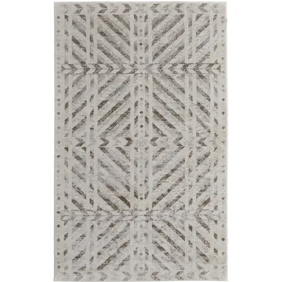 Ivory and Brown Geometric Power Loom Area Rug Photo 5