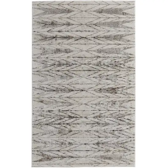 Ivory and Brown Geometric Power Loom Area Rug Photo 6