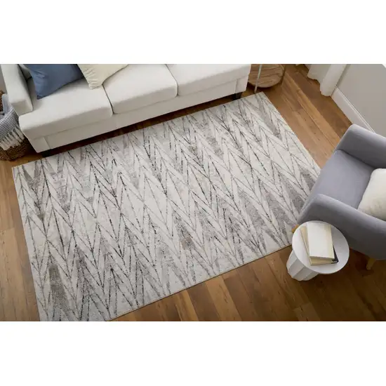 Ivory and Brown Geometric Power Loom Area Rug Photo 8