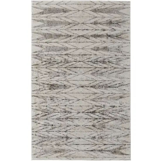 Ivory and Brown Geometric Power Loom Area Rug Photo 4