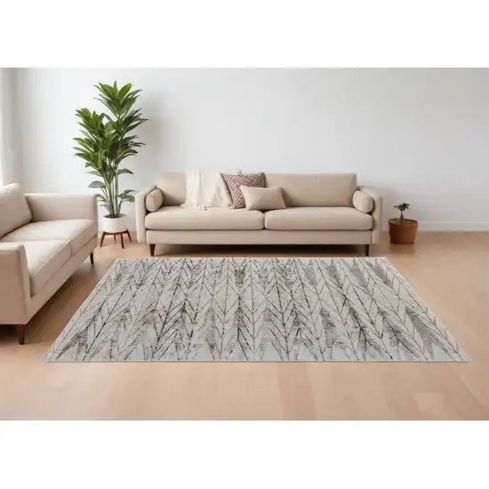 Ivory and Brown Geometric Power Loom Area Rug Photo 1