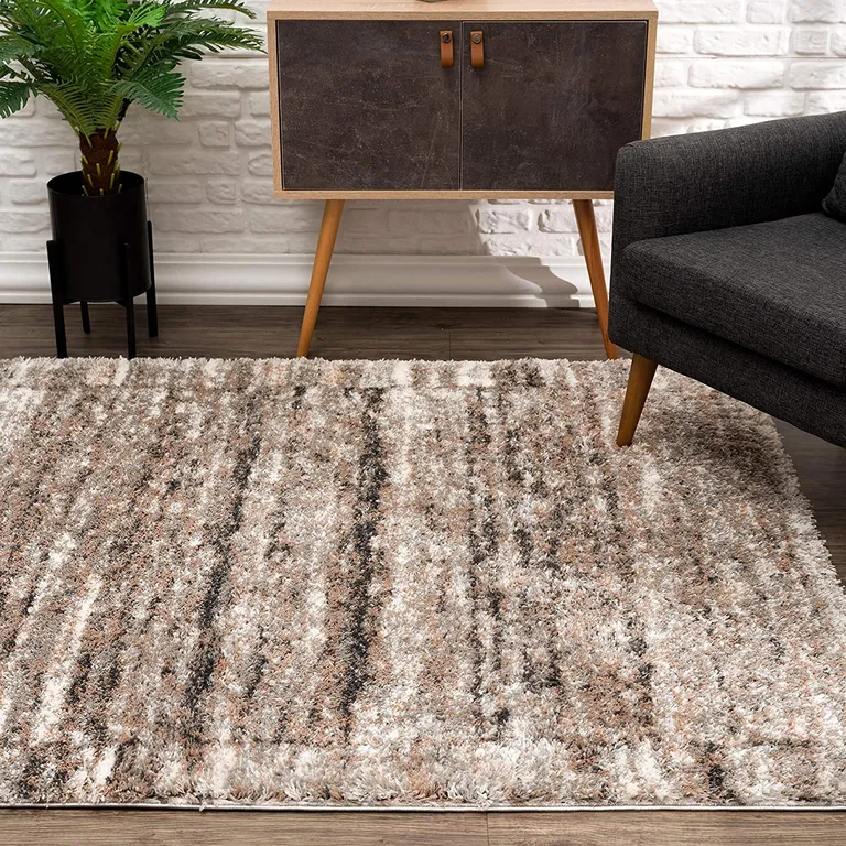 Ivory and Brown Retro Mod Area Rug Photo 5