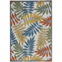 Photo of Ivory and Colored Leaves Indoor Outdoor Runner Rug