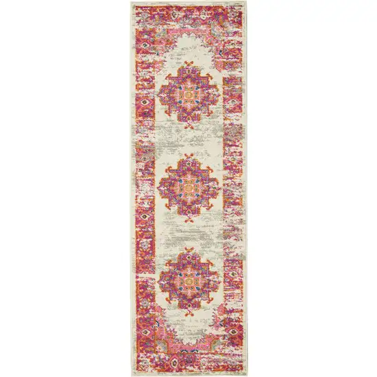 6' Fuchsia Power Loom Runner Rug Photo 7