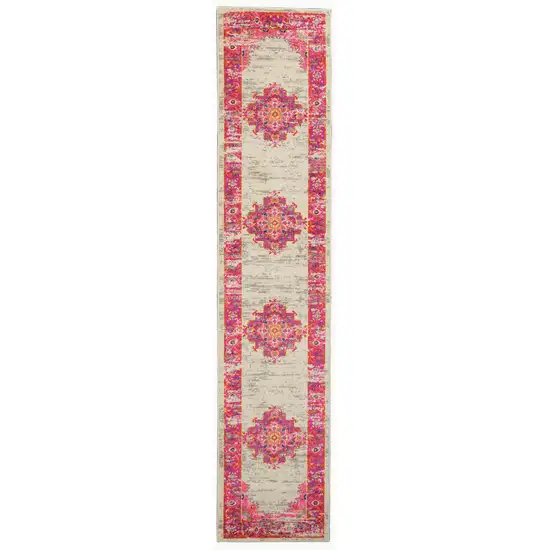 10' Fuchsia Power Loom Runner Rug Photo 7