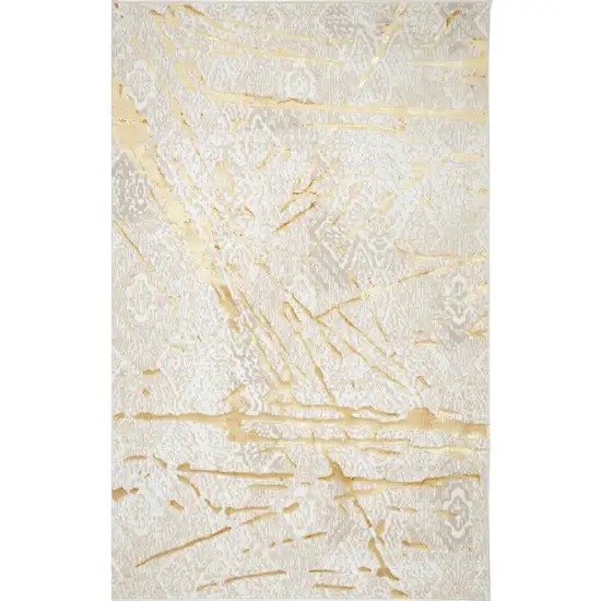 Ivory and Gold Abstract Area Rug Photo 1