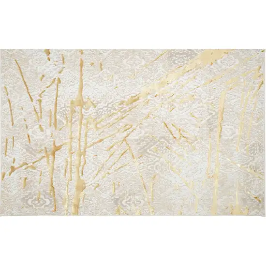 Ivory and Gold Abstract Area Rug Photo 3