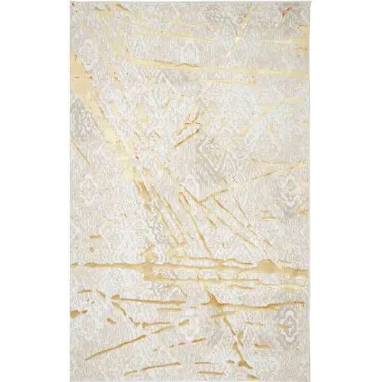 Ivory and Gold Abstract Area Rug Photo 1