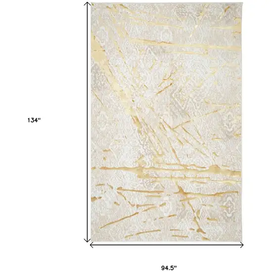 Ivory and Gold Abstract Area Rug Photo 3