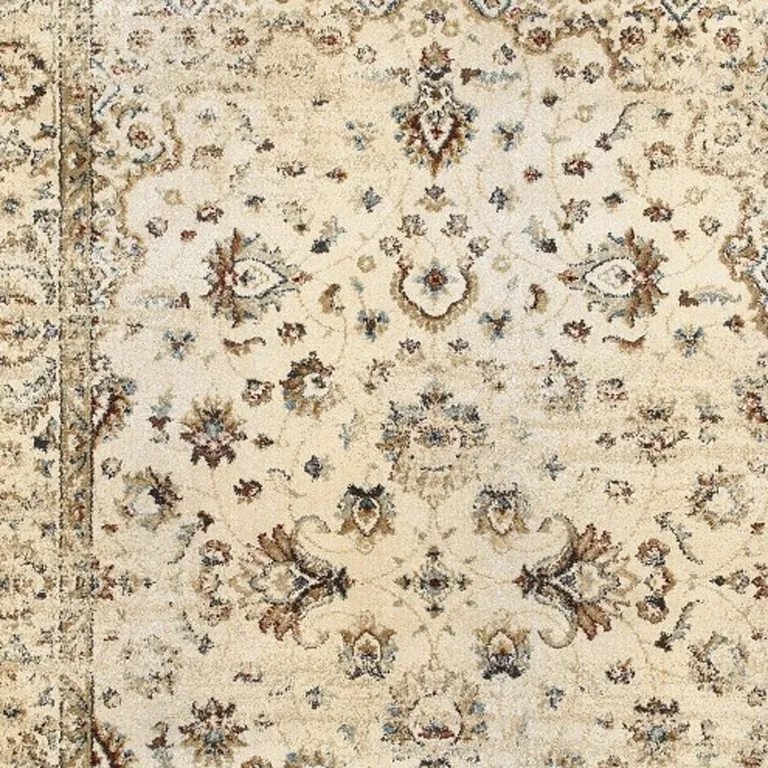 Ivory and Gold Distressed Indoor Area Rug Photo 3