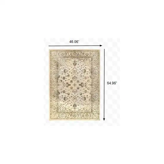 Ivory and Gold Distressed Indoor Area Rug Photo 2