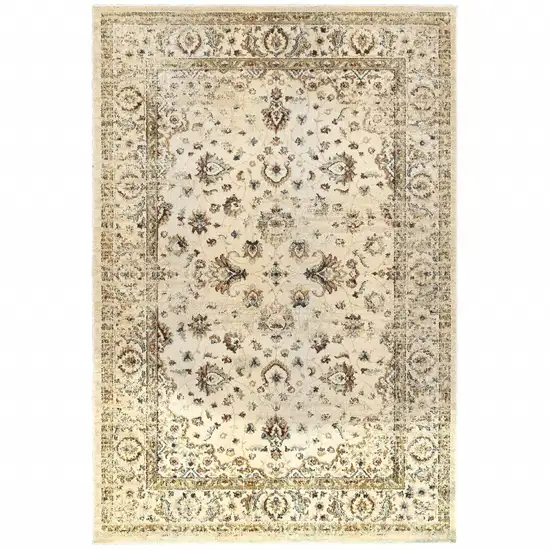 Ivory and Gold Distressed Indoor Area Rug Photo 1