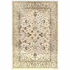 Photo of Ivory and Gold Distressed  Indoor Area Rug