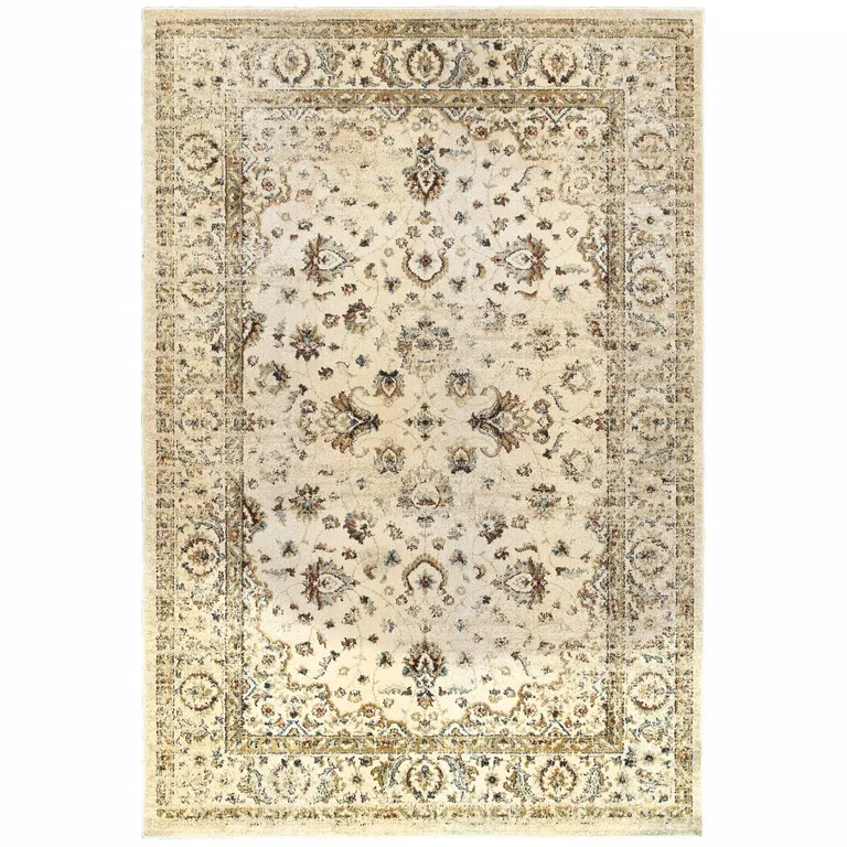 Ivory and Gold Distressed  Indoor Area Rug Photo 1