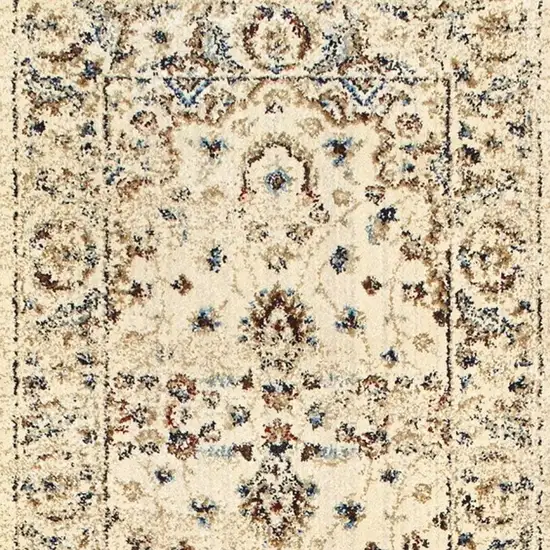 Ivory and Gold Distressed Indoor Runner Rug Photo 4