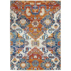 Photo of Ivory and Gold Floral Motif Area Rug