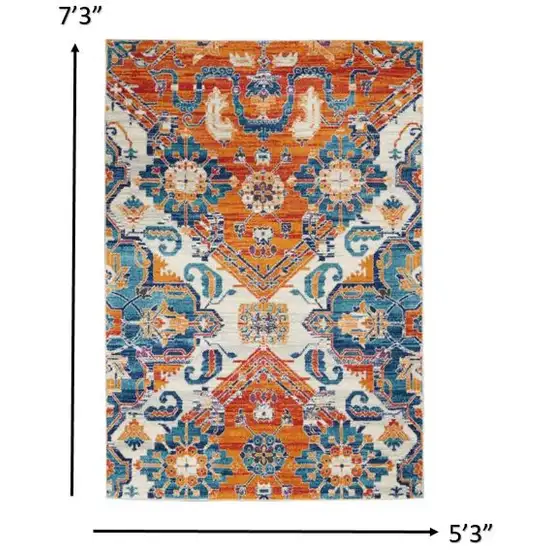 Ivory and Gold Floral Motif Area Rug Photo 4