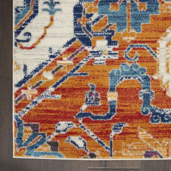 Blue And Orange Floral Area Rug Photo 2