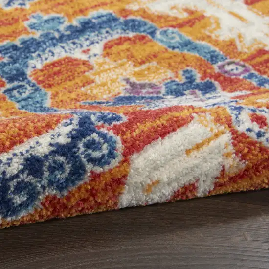 Blue And Orange Floral Area Rug Photo 4