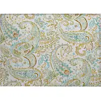 Photo of Ivory and Gold Paisley Washable Non Skid Indoor Outdoor Area Rug