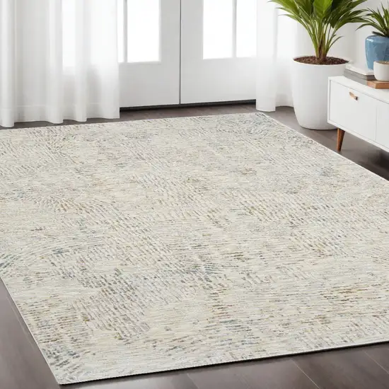 Ivory and Gray Abstract Area Rug Photo 1