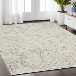 Photo of Ivory and Gray Abstract Area Rug