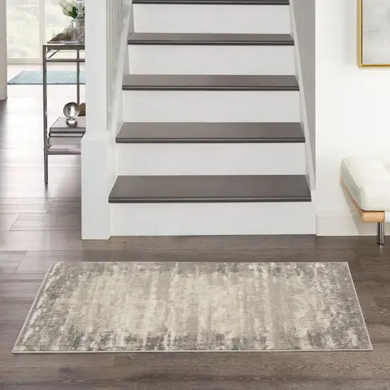 Ivory and Gray Abstract Area Rug Photo 7