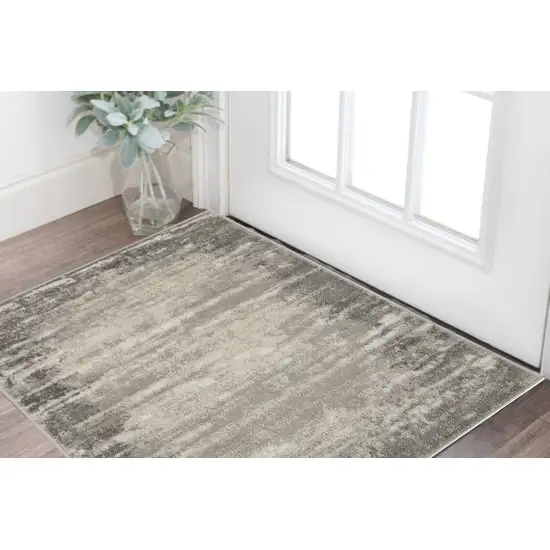 Ivory and Gray Abstract Area Rug Photo 1