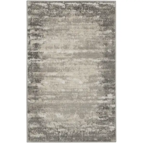 Ivory and Gray Abstract Area Rug Photo 2