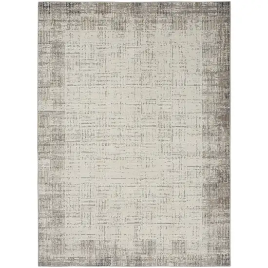 Ivory and Gray Abstract Area Rug Photo 5