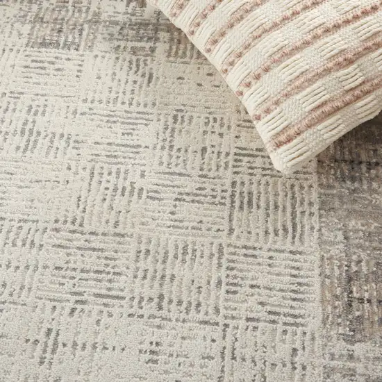 Ivory and Gray Abstract Area Rug Photo 9