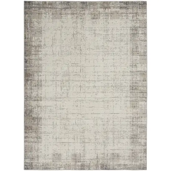 Ivory and Gray Abstract Area Rug Photo 2