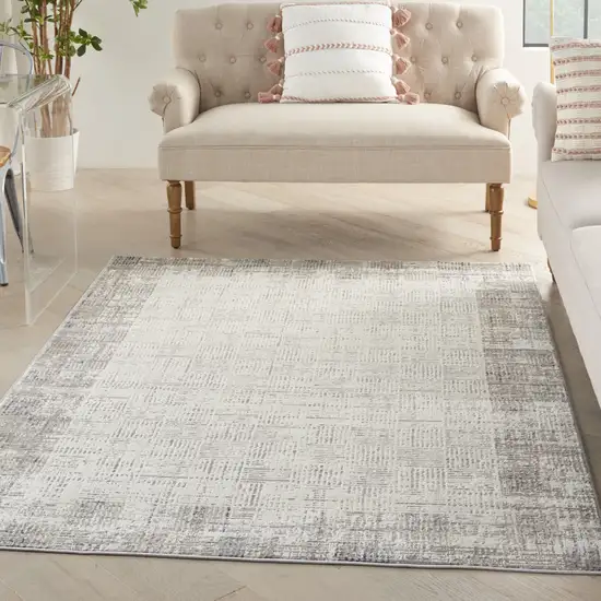 Ivory and Gray Abstract Area Rug Photo 8