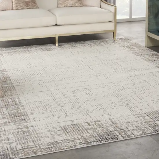 Ivory and Gray Abstract Area Rug Photo 7