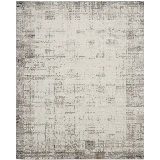 Ivory and Gray Abstract Area Rug Photo 2