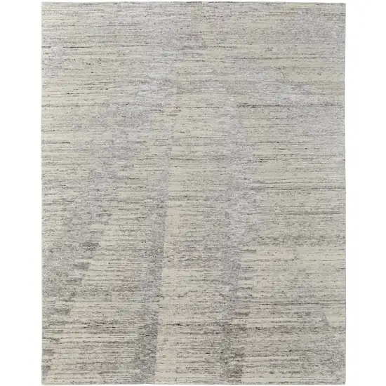 Ivory and Gray Abstract Hand Knotted Worn Faded Area Rug Photo 1