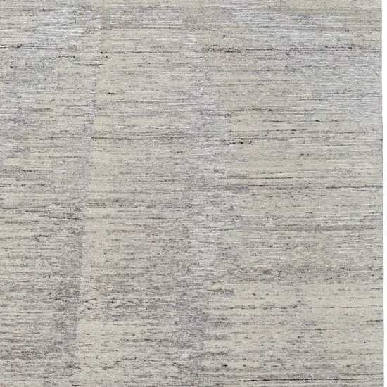 Ivory and Gray Abstract Hand Knotted Worn Faded Area Rug Photo 5