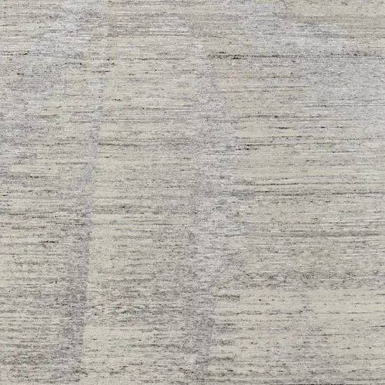 Ivory and Gray Abstract Hand Knotted Worn Faded Area Rug Photo 6