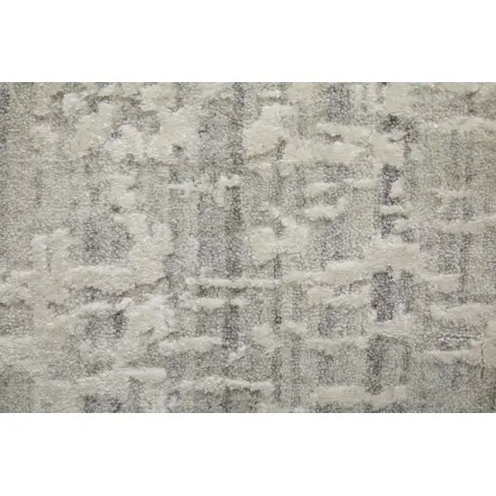 Ivory and Gray Abstract Hand Woven Worn Faded Area Rug Photo 8