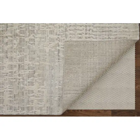 Ivory and Gray Abstract Hand Woven Worn Faded Area Rug Photo 7