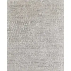 Photo of Ivory and Gray Abstract Hand Woven Worn Faded Area Rug