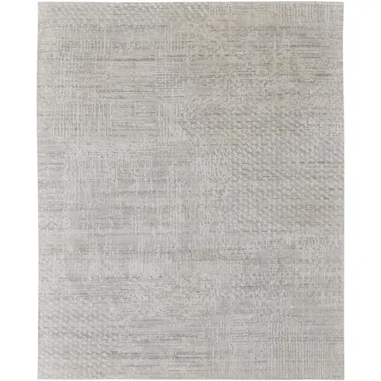 Ivory and Gray Abstract Hand Woven Worn Faded Area Rug Photo 5