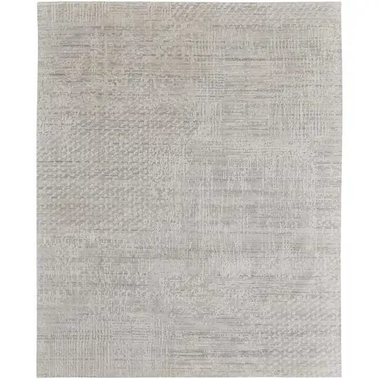 Ivory and Gray Abstract Hand Woven Worn Faded Area Rug Photo 2