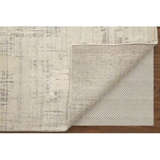 Ivory and Gray Abstract Hand Woven Worn Faded Area Rug Photo 3