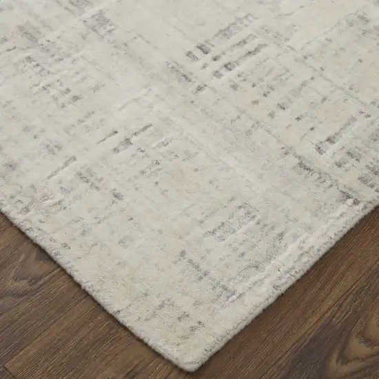 Ivory and Gray Abstract Hand Woven Worn Faded Area Rug Photo 5