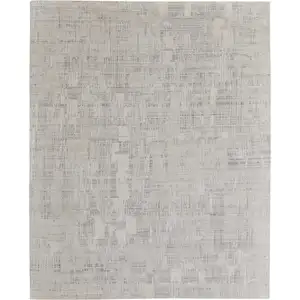 Photo of Ivory and Gray Abstract Hand Woven Worn Faded Area Rug